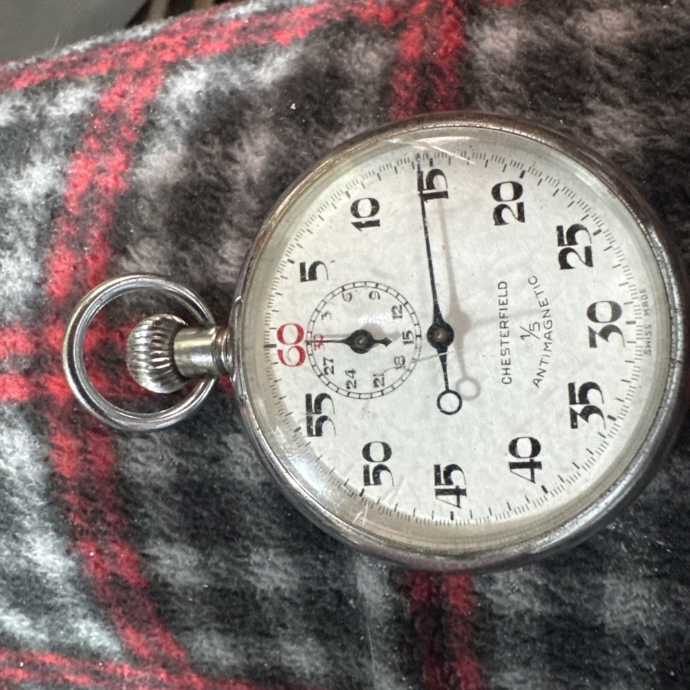 Vintage‎ Swiss Chesterfield 1/5 Antimagnetic Stopwatch